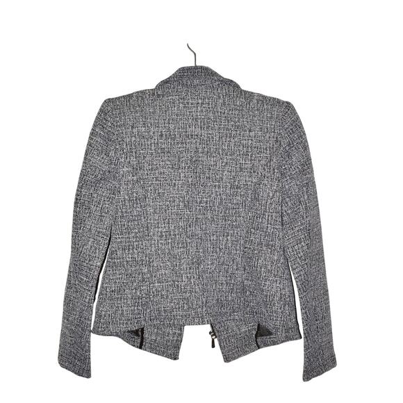 WHITE HOUSE BLACK MARKET $188 Blue Textured Boucle Moto Zip‎ Jacket Size 4 - Picture 2 of 5